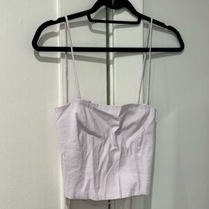 Zara linen like lace up back crop top